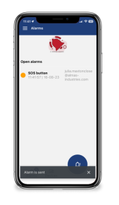 A mobile with the lone worker app showing an SOS alarm